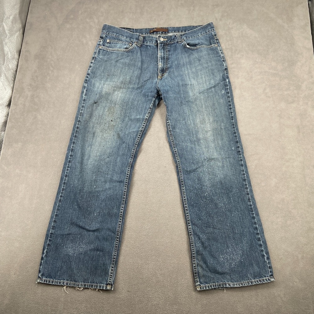 Perry‎ Ellis Jeans Mens 38/32 Blue Denim Faded Cotton Streetwear Straight Leg